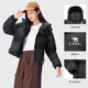 骆驼（CAMEL）黑钻系列短款羽绒服女装冬新款保暖防风连帽羽绒外套面包服 724CA6B601，幻影黑，女 S S