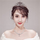 Shengli crown tiara, bridal three-piece set, veil, atmospheric forest style super fairy wedding dress, crown, birthday, internet celebrity, Korean style wedding girl, A style three-piece set, ear acupuncture gift box