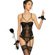 Musanvilli New sexy underwear European and American palace retro corset tights steel lace vest garter set for women Gray: corset vest + removable garter + underwear + stockings M