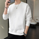 Dingfengbaoluo long-sleeved T-shirt men's autumn and winter versatile fashion jacquard sweatshirt loose trendy tops JE2221 white XL