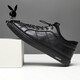 Playboy casual leather shoes men's new lightweight breathable first layer cowhide sneakers soft sole soft surface wear-resistant elastic band men's single shoes black 40