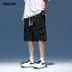 Foss Phil shorts men's summer workwear trendy casual ice silk mid-trousers loose sports five-point pants 9906 black L