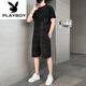 Playboy (Playboy) Pure Cotton 2023 NUEVA Seda de seda de hielo Camiseta de manga corta Conjunto de deportes casuales de hombres Tendencia de verano de dos piezas de hombres