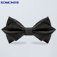 Romon Men's Bow Tie Wedding Groomsman Best Man Formal Shirt Black Double-layer Bow Tie Black Gift Box