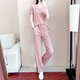 OYZ Hong Kong trendy brand short-sleeved suit for women summer new loose slimming fashionable casual V-neck wide-leg pants two-piece set trendy pink L