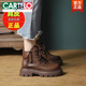 CARTELO leather thick-soled heightened Martin boots for women 2025 new spring and autumn thin retro motorcycle 6-hole thick-soled short boots for women brown single 37