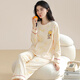 Cat men pajamas women pure cotton spring and autumn long-sleeved trousers loose, comfortable and cute casual, can be worn outside home clothes cotton suit 9901 Xingxiong L [recommended 95-115Jin [Jin equals 0.5 kg]]