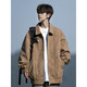 OEMG American retro leather jacket men's spring and autumn summer trendy brand large size loose youth couple work jacket clothes black XL [recommended 110-125 Jin [Jin equals 0.5 kg]]
