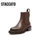 Sigatu's new winter style British style Chelsea boots short boots thick heel fashion boots women's boots D9930DD3 Pine brown (velvet) 35
