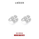 Lnieer925 silver four-leaf clover non-pierced ear clip earrings for women 2025 new niche design silver earrings ear bone clip earrings S925 silver four-leaf clover ear clip