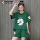 Woodpecker Pure Cotton Casual Sportswear Set Women's Summer 2025 New Fashion Korean Loose Short Sleeve Shorts Running Two-Piece Set 675 White [Chrysanthemum] XL Recommended 115-130Jin [Jin equals 0.5 kg]