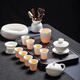 Jingcizhai Mutton Fat Jade White Porcelain Kung Fu Tea Set Home Light Luxury High-End Ceramic Covered Bowl Tea Cup New Complete Set Gold Painting-White Bean Fat Jade Covered Bowl 9-Head Perfect Cup