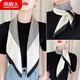 Antarctic scarf for women fashion stripes elegant ladies small square scarf versatile temperament decorative scarf wide edge stripes silver gray