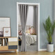 Dormitory clothing with telescopic rod without drilling door curtains, aisle, blackout, mosquito-proof partition curtains, windproof air conditioning, bedroom, kitchen fitting room curtains, velvet hemp-Nordic gray [suitable for door frame width 0.6-1.1] Curtain height 2.0 meters