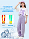 mlgt French trendy children's clothing girls suit summer short-sleeved wide-leg pants children's tensile jeans summer two-piece set 15009 purple + 9922 white 170 cm