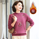 Qiu Fuluo's mother's winter clothing is warm and velvet thickened knitted sweater middle-aged and elderly women's bottoming shirt 50-60 years old Western style sweater