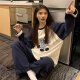 IOSN2024新款睡衣女款春秋冬季长袖网红风宽松学生棉质女士秋款家居服 MZY-16802-套头双长-英文狗头 M80-100斤