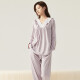 Dingguaguadingguagua women's spring and summer solid color V-neck lace long-sleeved pajamas set 21639 Lingwu purple 165