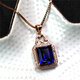DRJEFUN rectangular tanzanite sapphire pendant necklace, women's blue tanzanite necklace set with diamonds and silver jewelry, rose gold (main stone 10X12mm) with chain