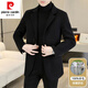 Pierre Cardin 100% wool double-sided woolen coat men's woolen coat suit collar winter short high-end cashmere jacket black 5821-100 wool 175/88A L-120-135Jin Jin equals 0.5 kg