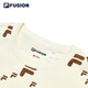 FILA FUSION trendy couple short-sleeved T-shirt in summer loose casual presbyopia full print round neck men and women top antique white-IV XL (180)