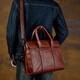 Slow Time Business Genuine Leather Briefcase Trendy Men's Leather Bag Horizontal Shoulder Bag Computer Bag First Layer Cowhide Handbag Document Bag Light Brown Briefcase