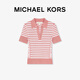 
MICHAEL KORS MK Women's Polo Collar Striped Knit Pink/White 691 S S