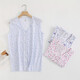 AB underwear women's pure cotton pajamas summer sleeveless sweatshirt middle-aged and elderly mothers printed V-neck cardigan vest T-shirt S724 Little Blue Flower XL (165/95)