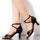 Zapatos de baile rojo 12190 Zapatos latinos Yingpu Gao Satin Cross Dance Room Chacha Rumba Training Shoes Black 39