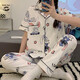 浅物史迪仔三件套睡衣女短袖短裤长裤棉夏季2025年新款学生可爱卡通 14137#星星拉布布 三件套 M  80-100斤