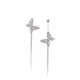 Feiyu S925 Silver Needle Silver-plated Long Tassel Asymmetric Earrings Women's Super Fairy Exquisite Full Diamond Butterfly Earrings A1633 Silver