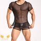 Jiyu sexy thong men's sexy underwear breathable masculine styling mesh suit body mesh S white
