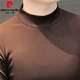 Pierre Cardin Turtleneck Bottoming Shirt Men's Thin Long Sleeve Slim 2025 New Autumn Tight Striped Mid-Collar Knitted Sweater Dark Brown 2XL Recommended 150Jin Jin is equal to within 0.5kg