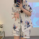 浅物史迪仔三件套睡衣女短袖短裤长裤棉夏季2025年新款学生可爱卡通 14137#星星拉布布 三件套 M  80-100斤