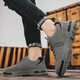 DIBOFEI men's shoes for spring and summer 2025 new breathable work labor protection board shoes thick sole non-slip waterproof wear-resistant work shoes for men gray 40 (250mm)