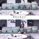 Avigers cotton and linen sofa pillow cushion new Chinese style large pillow office car waist backrest cushion without core customized dark blue stripe mid-piece azure white 45cm*45cm jacket + inner core