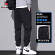 AEMAPE jeans men's trendy brand loose ties pinched pants men's 2025 spring and summer new style plush casual pants men 9859 black M