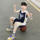 Leco Duck Boys' Sports Suit Summer New Ball Clothes for Big Boys and Baby Summer Children's Sports Suit Quick-drying Blue 0216 Style 150