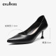 Yisi Q High Heel Women's Fashionable Pointed Toe Shallow Mouth Temperament Stiletto Heels Women's Simple Elegant Splicing Versatile Women's Shoes Y0170060 Black 36