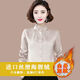 常缕竺广东普宁女士衬衫立领女长袖新款2024春秋季洋气质雪纺上衣打底衫 5012杏色 均码 s 建议80-95斤