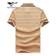 Seven Wolves [Wolf Life] Short-sleeved T-shirt for men in summer striped POLO base shirt for men in business lapel short T-shirt 702 (dark apricot color) 3XL (185)