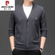 Pierre Cardin High-End-Herren-Woll-Strickjugend Herbst Top T-Ausschnitt Pullover dünne Geschäfte Casual Herrenjacke Reis Gray S 165