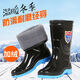 Rain boots and rain boots men's large size high tube beef tendon sole anti-slip winter rain boots plus velvet men's warm rain boots medium tube anti-slip cotton water shoes thickened rubber shoes waterproof large size labor waterproof shoes 898 men's foam black (high 40)_regular size number 35