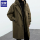 ROMON (ROMON) 2025 autumn and winter new men's green coat men's jacket fake two-piece hooded mid-length windbreaker parka overcomes trend classic black [Spring and autumn/Parke coat/German style/Big 4XL Recommended 180-200Jin [Jin equals 0.5 kg]