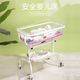 BROTISH Confinement Center Club Crib Hospital Newborn Multifunctional Stainless Steel Removable Anti-Spill Milk Baby Stroller Luxurious White + Mattress + Mosquito Net + Fully Transparent Basin