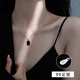 QUAMER999 sterling silver necklace women's black square brand clavicle chain 2024 new light luxury 99 pure silver black long brand pendant necklace