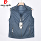 Pierre cardin summer men's vest nylon quick dry sun protection horse clip sleeve men's outdoor vest fishing travel vest black 105
