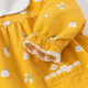 DAVE&BELLA fashionable floral baby dress baby girl skirt spring children girls princess dress yellow bottom print regular version DBJ18686-1 130 cm ((recommended height 120-130cm)