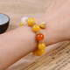 Ouchini Beeswax Bracelet Natural Amber Old Beeswax White Jade Bucket Beads Old Type Pearl Southern Red Round Beads Original DIY Duobao Bracelet A4215 Small Lotus Pendant Duobao Bracelet