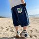 Zuoxi Boys Denim Shorts Pants enfants 2025 Nouveau pantalon d'été à cinq points Couleur de denim foncé 130